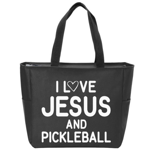 I Love Jesus And Pickleball Funny Jokes Sarcastic Zip Tote Bag