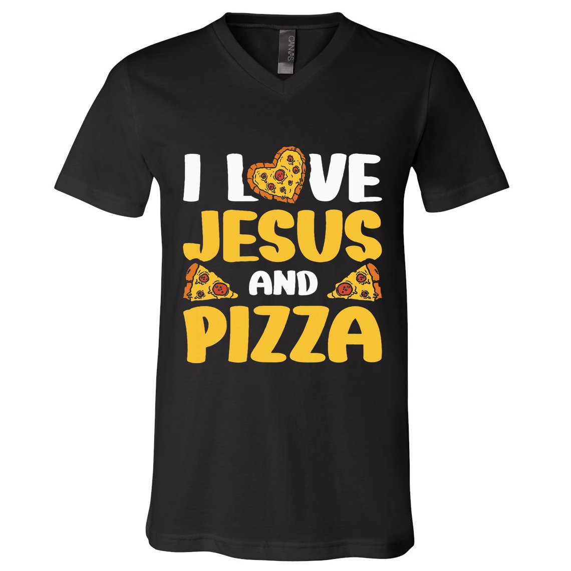 I Love Jesus And Pizza V-Neck T-Shirt