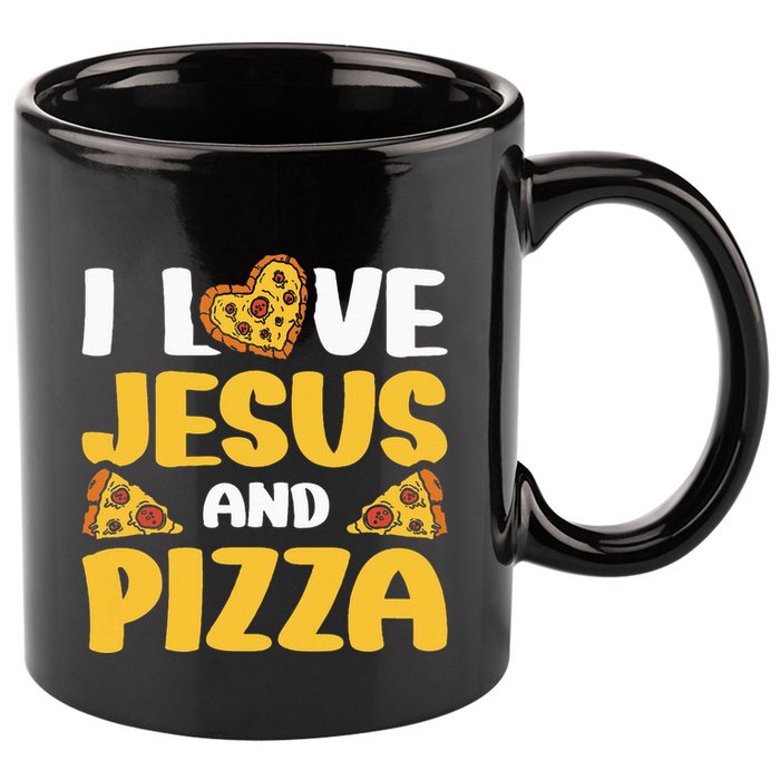 I Love Jesus And Pizza 11oz C Handle Ceramic Mug