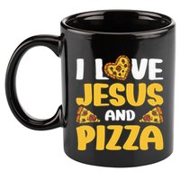 I Love Jesus And Pizza 11oz C Handle Ceramic Mug