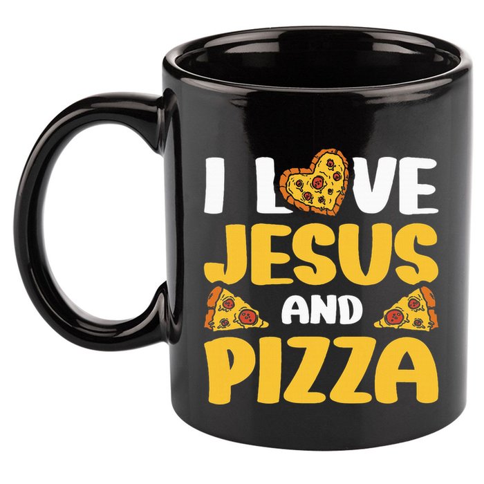 I Love Jesus And Pizza 11oz C Handle Ceramic Mug