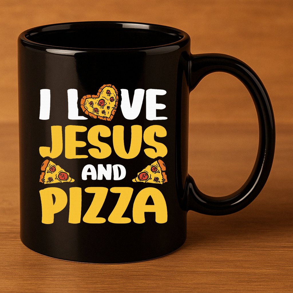 I Love Jesus And Pizza 11oz C Handle Ceramic Mug