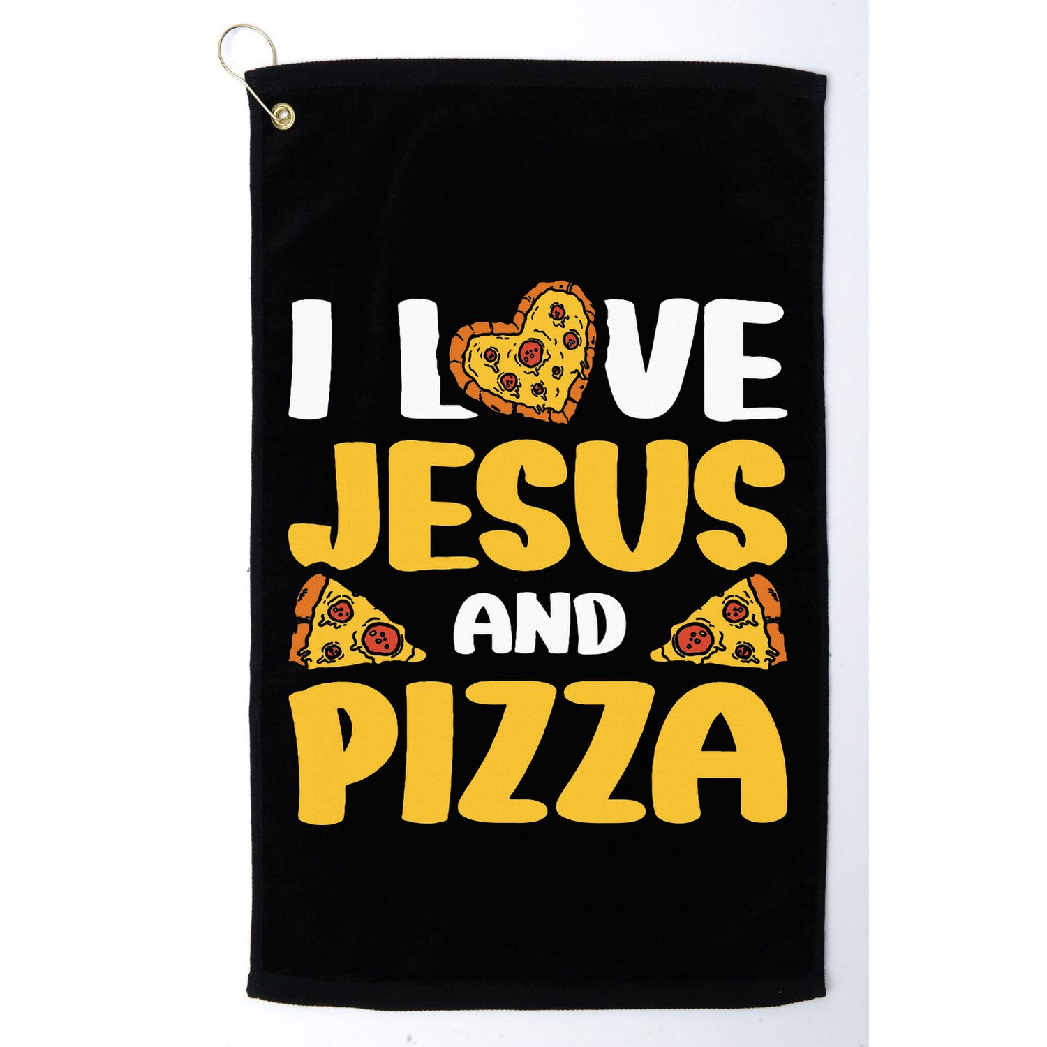 I Love Jesus And Pizza Golf Towel