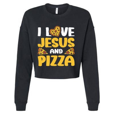 I Love Jesus And Pizza Cropped Pullover Crew