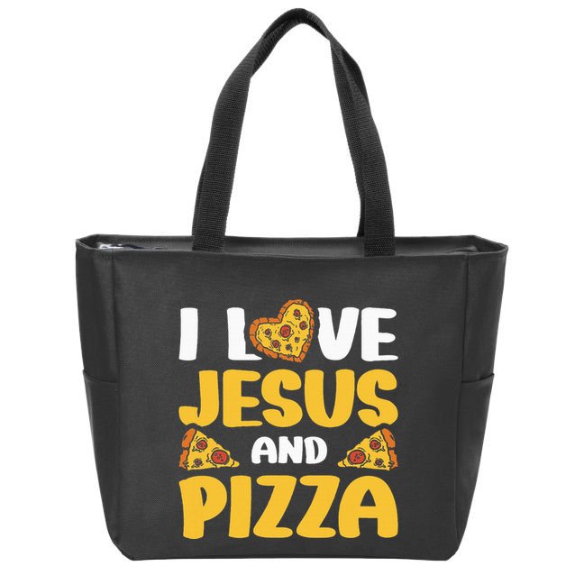 I Love Jesus And Pizza Zip Tote Bag