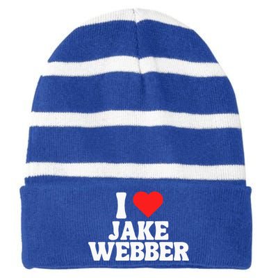 I Love Jake Webber I Heart Jake Webber Striped Beanie with Solid Band