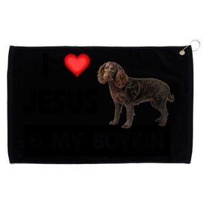 I Love Jesus And My Kin Spaniel Duck Hunting Dog Mom Dad Gift Grommeted Golf Towel