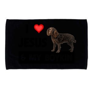 I Love Jesus And My Kin Spaniel Duck Hunting Dog Mom Dad Gift Microfiber Hand Towel