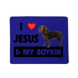 I Love Jesus And My Kin Spaniel Duck Hunting Dog Mom Dad Gift Mousepad