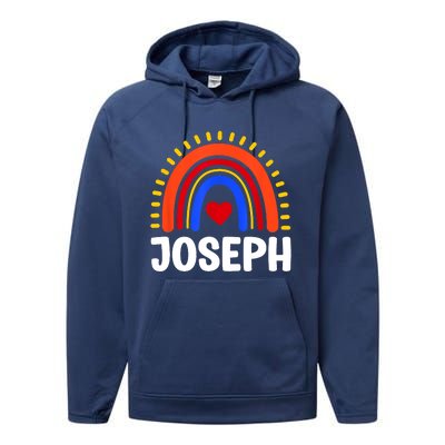 I Love Joseph Cute Joseph Rainbow Performance Fleece Hoodie