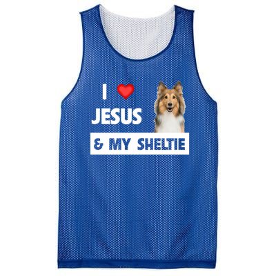 I Love Jesus And My Sheltie Dog Mom Dad Shetland Sheepdog Gift Mesh Reversible Basketball Jersey Tank