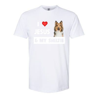 I Love Jesus And My Sheltie Dog Mom Dad Shetland Sheepdog Gift Softstyle® CVC T-Shirt