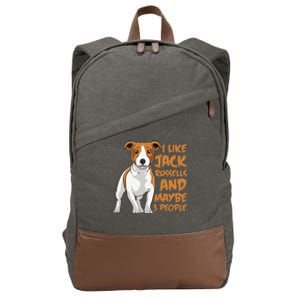 I Like Jack Russells And Maybe 3 People Funny Jack Russell Cotton Canvas Backpack