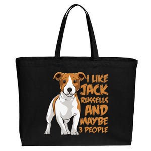 I Like Jack Russells And Maybe 3 People Funny Jack Russell Cotton Canvas Jumbo Tote