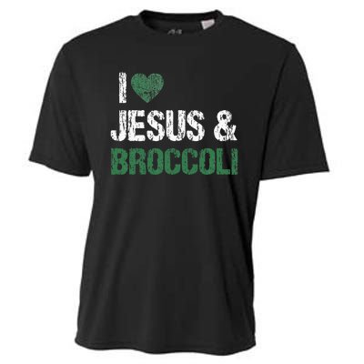 I Love Jesus And Broccoli Lover Funny Vegetable Veggies Food Cooling Performance Crew T-Shirt