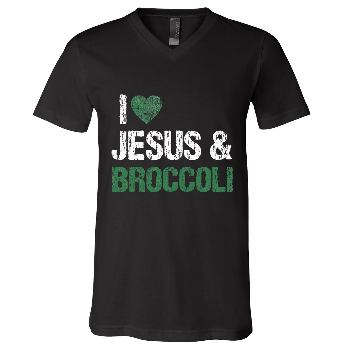 I Love Jesus And Broccoli Lover Funny Vegetable Veggies Food V-Neck T-Shirt