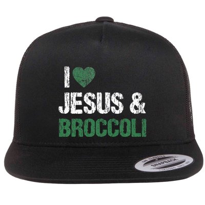 I Love Jesus And Broccoli Lover Funny Vegetable Veggies Food Flatbill Hat