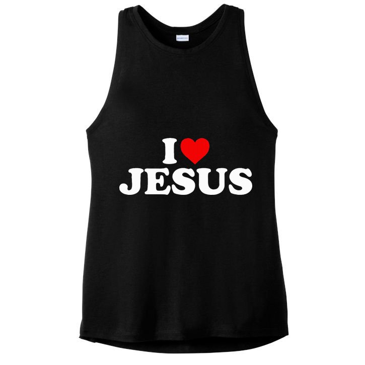 I Love Jesus - Heart  Ladies PosiCharge Tri-Blend Wicking Tank