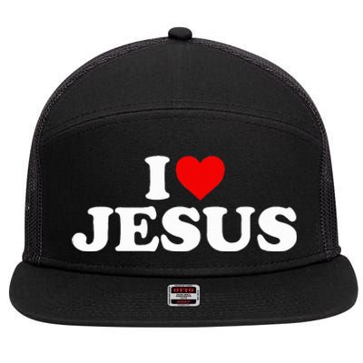 I Love Jesus - Heart  7 Panel Mesh Trucker Snapback Hat