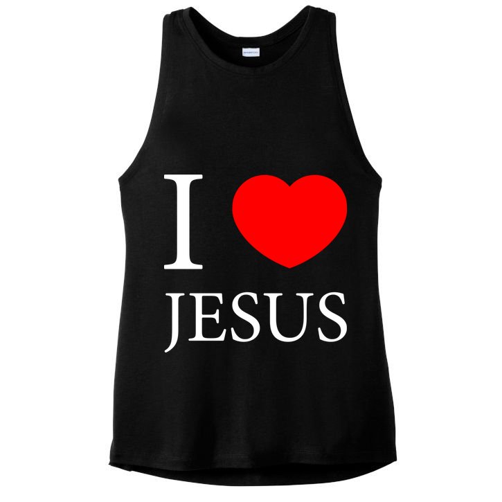 I Love Jesus Simple Logo Ladies PosiCharge Tri-Blend Wicking Tank