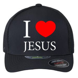 I Love Jesus Simple Logo Flexfit Unipanel Trucker Cap