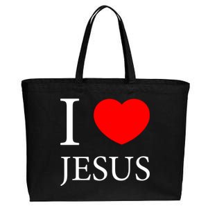 I Love Jesus Simple Logo Cotton Canvas Jumbo Tote