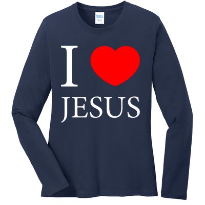 I Love Jesus Simple Logo Ladies Long Sleeve Shirt