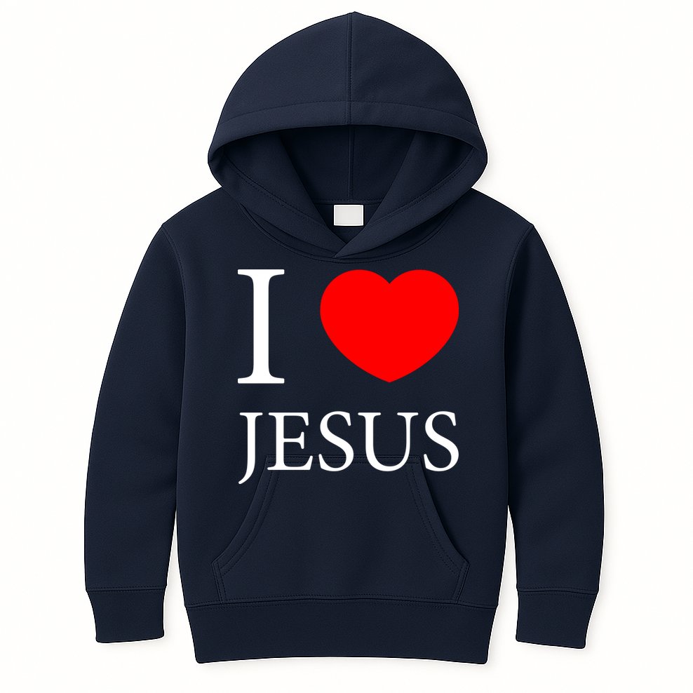 I Love Jesus Simple Logo Kids Hoodie