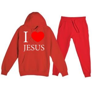 I Love Jesus Simple Logo Premium Hooded Sweatsuit Set