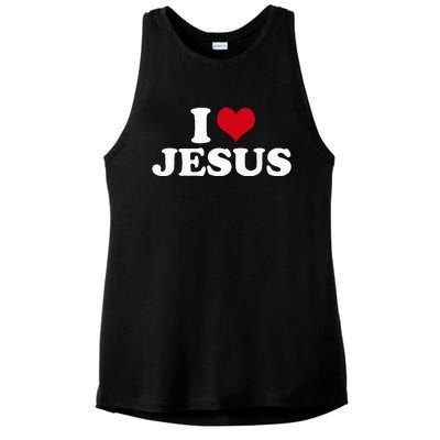 I Love Jesus I Heart Jesus Ladies PosiCharge Tri-Blend Wicking Tank