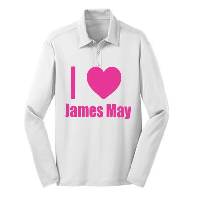 I Love James May Silk Touch Performance Long Sleeve Polo