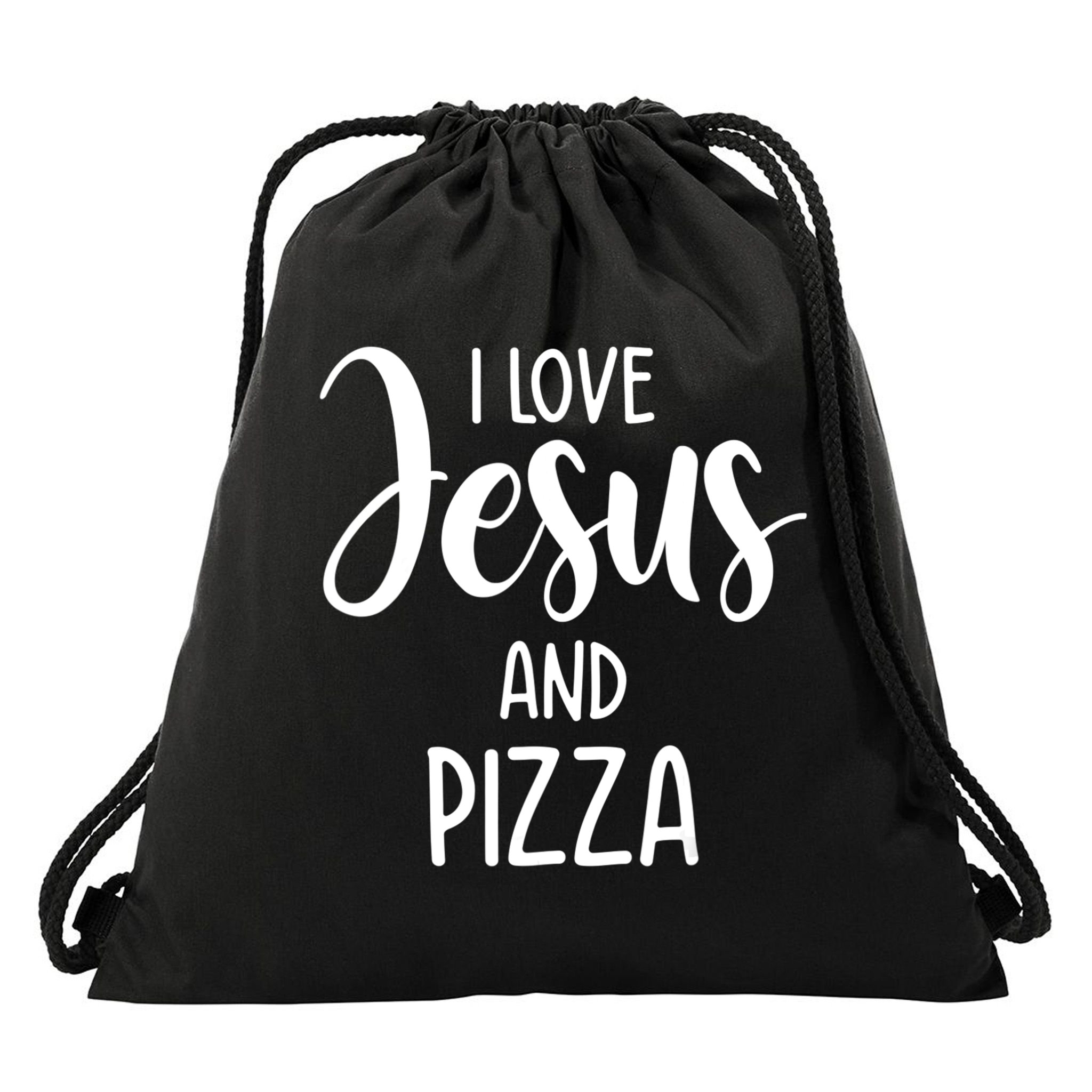 I Love Jesus And Pizza Italian Food Pizza Lover Eating Pizza Drawstring Bag