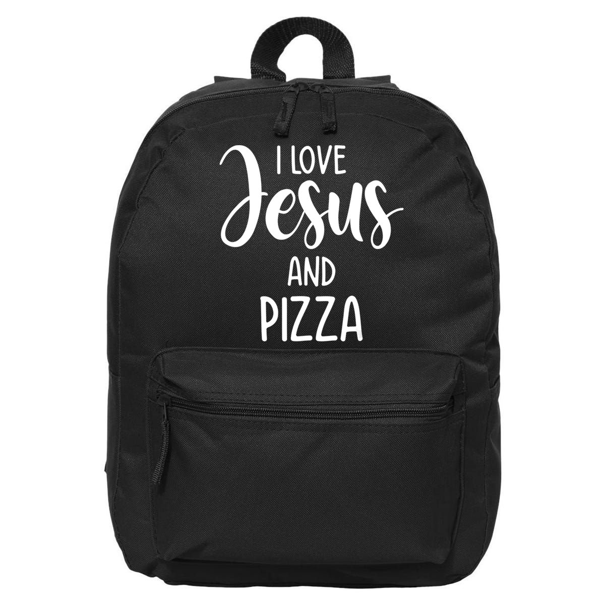 I Love Jesus And Pizza Italian Food Pizza Lover Eating Pizza 16 in Basic Backpack