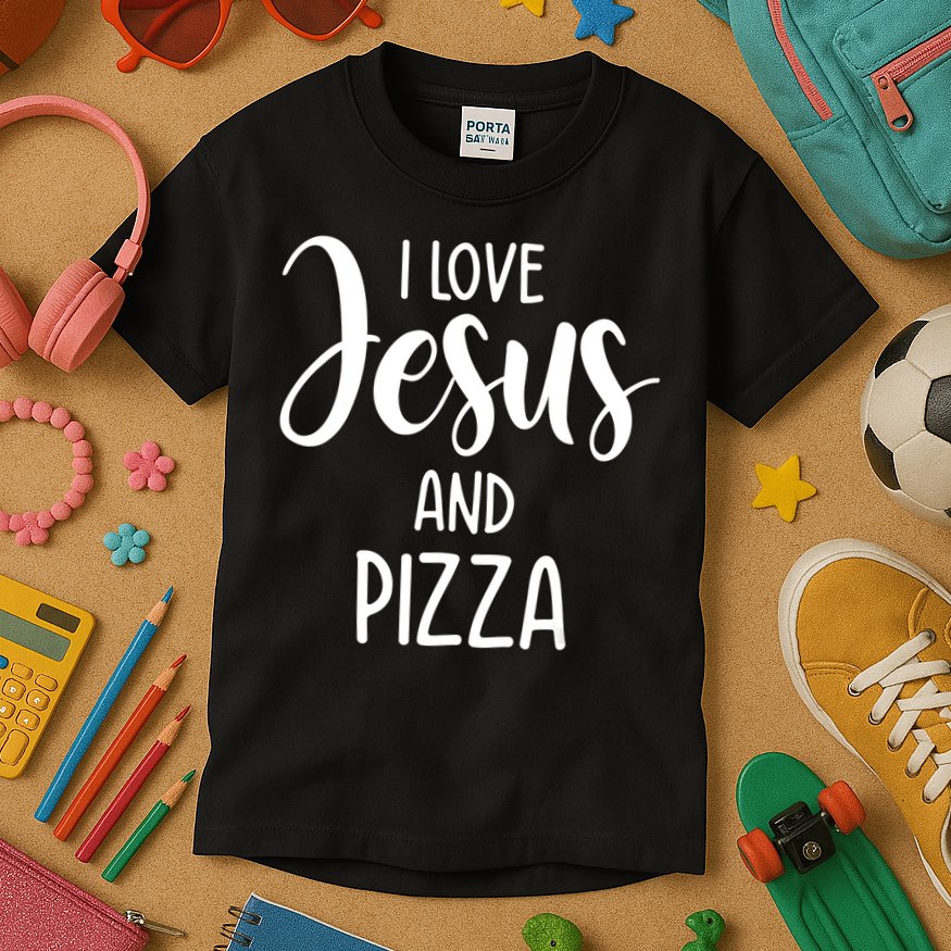 I Love Jesus And Pizza Italian Food Pizza Lover Eating Pizza Kids T-Shirt