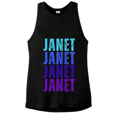 I Love Janet Pattern First Name Janet Ladies PosiCharge Tri-Blend Wicking Tank