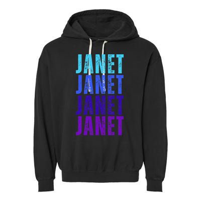 I Love Janet Pattern First Name Janet Garment-Dyed Fleece Hoodie