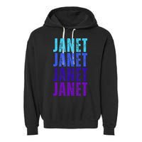 I Love Janet Pattern First Name Janet Garment-Dyed Fleece Hoodie