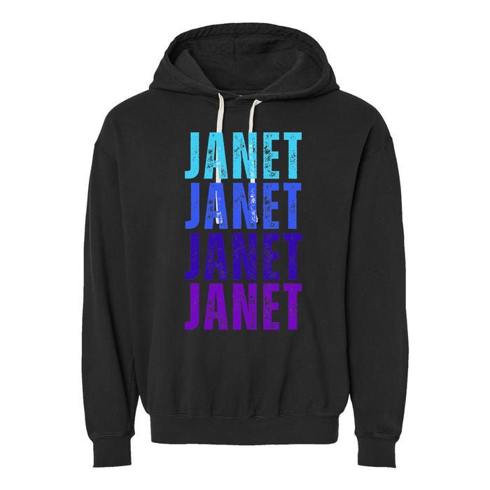 I Love Janet Pattern First Name Janet Garment-Dyed Fleece Hoodie