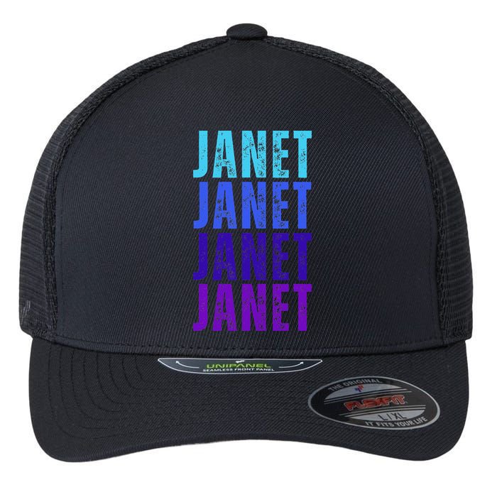 I Love Janet Pattern First Name Janet Flexfit Unipanel Trucker Cap