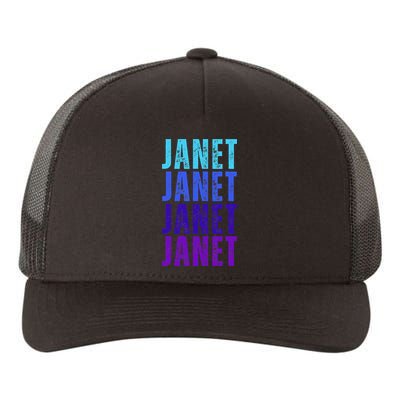I Love Janet Pattern First Name Janet Yupoong Adult 5-Panel Trucker Hat
