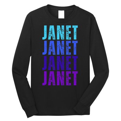 I Love Janet Pattern First Name Janet Long Sleeve Shirt