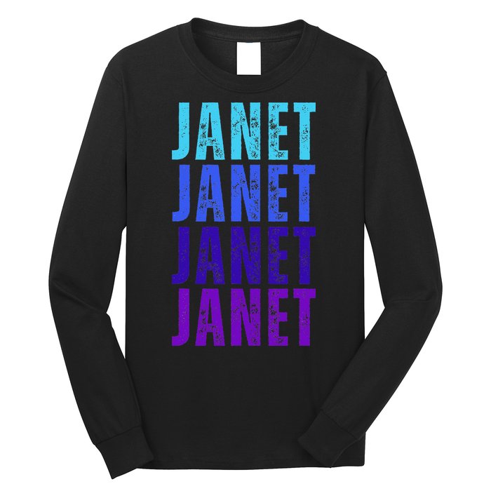 I Love Janet Pattern First Name Janet Long Sleeve Shirt