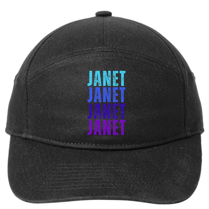 I Love Janet Pattern First Name Janet 7-Panel Snapback Hat