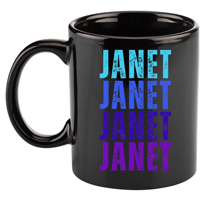 I Love Janet Pattern First Name Janet 11oz C Handle Ceramic Mug