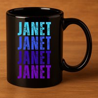 I Love Janet Pattern First Name Janet 11oz C Handle Ceramic Mug