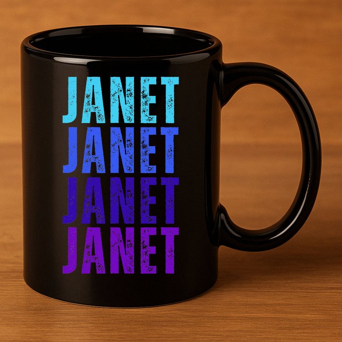 I Love Janet Pattern First Name Janet 11oz C Handle Ceramic Mug