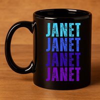 I Love Janet Pattern First Name Janet 11oz C Handle Ceramic Mug