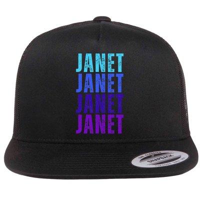 I Love Janet Pattern First Name Janet Flatbill Hat