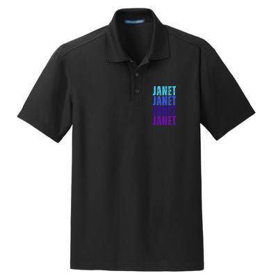 I Love Janet Pattern First Name Janet Dry Zone Grid Polo