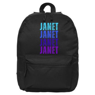 I Love Janet Pattern First Name Janet 16 in Basic Backpack